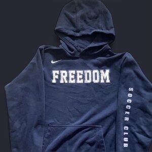 medium navy blue nike soccer hoodie, barely used